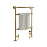 Milano Elizabeth - Brushed Brass Traditional Heated Towel Rail - 963mm x 673mm (With Overhanging Rail)