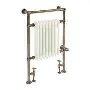 Milano Elizabeth - Dark Brushed Brass Traditional Dual Fuel Heated Towel Rail - 930mm x 620mm - Choice of Wi-Fi Thermostat and Cable Cover