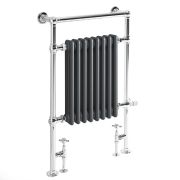 Milano Elizabeth - Anthracite Traditional Dual Fuel Heated Towel Rail - 930mm x 620mm - Choice of Wi-Fi Thermostat and Cable Cover