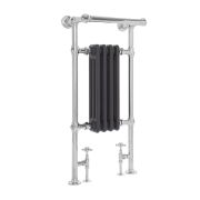 Milano Elizabeth - Anthracite and Chrome Traditional Heated Towel Rail - 930mm x 452mm (With Overhanging Rail)