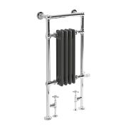 Milano Elizabeth - Anthracite Traditional Dual Fuel Heated Towel Rail - 930mm x 450mm - Choice of Wi-Fi Thermostat and Cable Cover