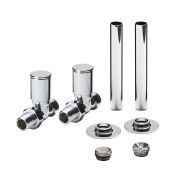 Milano - Modern Straight Radiator Valve and Pipe Sleeve Set - Choice of Finish