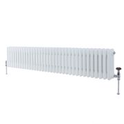Milano Windsor - Horizontal Triple Column White Traditional Radiator - 300mm x 1595mm