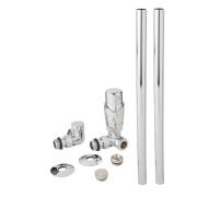 Milano - Modern Thermostatic Corner Radiator Valve and Pipe Set - Chrome