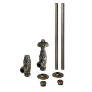 Milano Windsor - Thermostatic Antique Style Angled Radiator Valve and Pipe Set - Brass