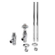 Milano Windsor - Thermostatic Antique Style Angled Radiator Valve and Pipe Set - Chrome
