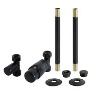 Milano - Modern Thermostatic Straight Radiator Valve and Pipe Set - Black