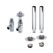 Milano Windsor - Antique Style Thermostatic Angled Radiator Valve and Pipe Sleeve Set - Choice of Finish