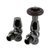 Milano Windsor - Black Nickel Traditional Thermostatic Angled Radiator Valves (Pair)