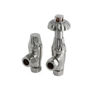Milano - Antique Style Satin Nickel Thermostatic Angled Radiator Valves (Pair)