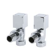 Milano Select - Chrome Square Angled Radiator Valves - (Pair)