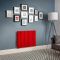 Milano x ECOSO Aruba Electric - Siamese Red Horizontal Designer Radiator - 635mm Tall - Choice of Size, Thermostat and Cable Cover
