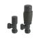 Milano - Modern Grey Thermostatic Angled Radiator Valve and Lockshield