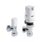 White Thermostatic Control Angled Designer Radiator Valves Pair 15mm
