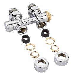 Milano - Chrome Thermostatic H Block Straight Valve With Euro Cone Adaptor - Copper 15mm
