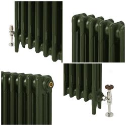 Milano Mercury - 3 Column Cast Iron Radiator - 760mm Tall - Farrow & Ball Duck Green - Multiple Sizes Available
