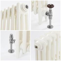 Milano Mercury - 3 Column Cast Iron Radiator - 560mm Tall - Porcelain White - Multiple Sizes Available