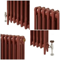 Milano Mercury - 3 Column Cast Iron Radiator - 560mm Tall - Farrow & Ball Eating Room Red - Multiple Sizes Available
