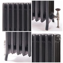 Milano Isabel - 4 Column Cast Iron Radiator - 660mm Tall - Antique Silver - Multiple Sizes Available