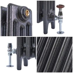 Milano Mercury - 4 Column Cast Iron Radiator - 560mm Tall - Antique Graphite - Multiple Sizes Available