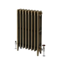 Milano Mercury - 4 Column Cast Iron Radiator - 760mm Tall - Natural Brass - Multiple Sizes Available