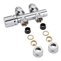 Chrome H Block Straight Valve Chrome Handwheel with 15mm Copper Adapters