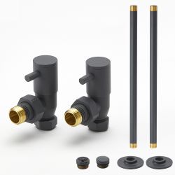 Milano - Modern Angled Radiator Valve and Pipe Set - Anthracite