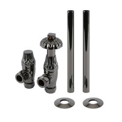 Milano Windsor - Thermostatic Antique Style Angled Radiator Valve and Pipe Set - Choice of Finish