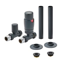 Milano - Thermostatic Straight Radiator Valve and Pipe Sleeve Set - Choice of Finish