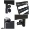 Milano Lustro Dual Fuel - Designer Black Flat Panel Heated Towel Rail - Various Sizes and Cable Cover Option