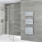 Milano x ECOSO Lustro - Electric Designer Chrome Flat Panel Heated Towel Rail - Choice of Size, Heating Element and Cable Cover