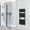 Milano x ECOSO Lustro - Electric Designer Black Flat Panel Heated Towel Rail - Choice of Size, Heating Element and Cable Cover