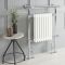Milano Elizabeth - White Traditional Dual Fuel Heated Towel Rail - 930mm x 620mm (With Overhanging Rail) - Choice of Wi-Fi Thermostat and Cable Cover