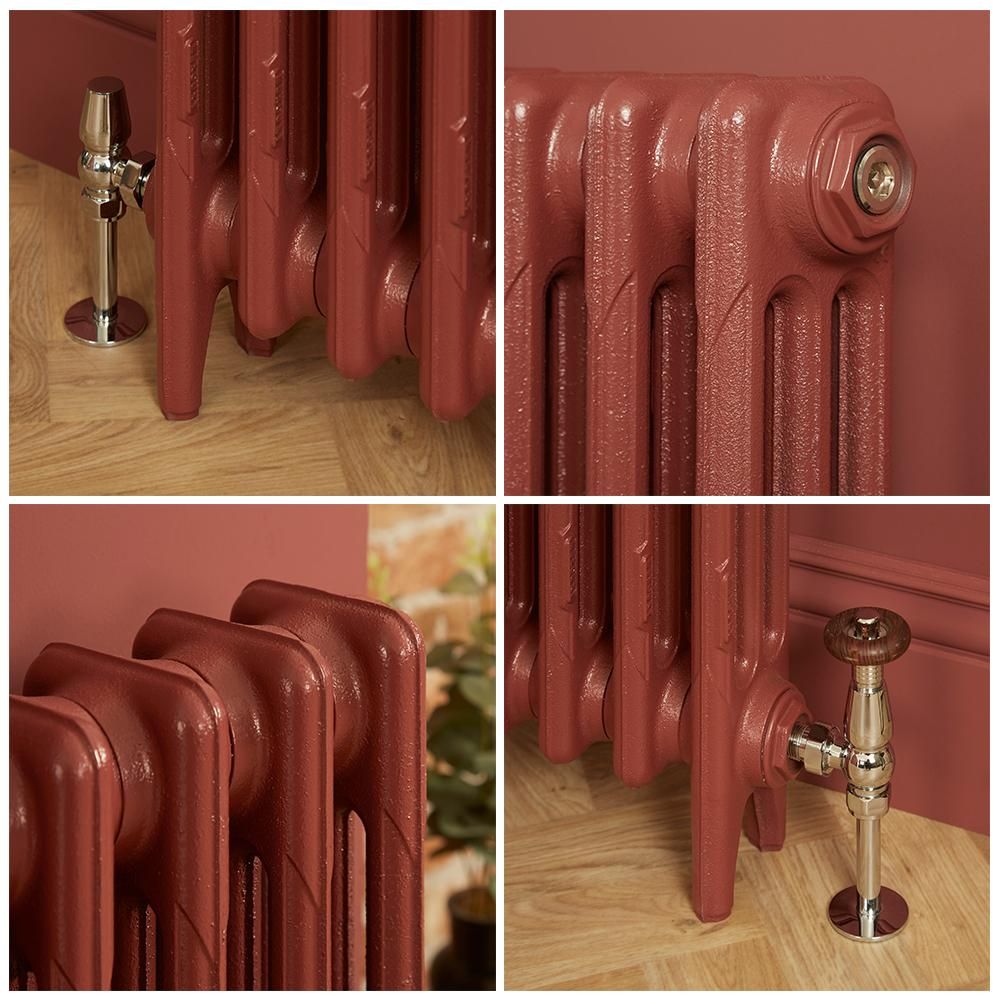 Milano Mercury - 3 Column Cast Iron Radiator - 560mm Tall - Farrow & Ball Eating Room Red - Multiple Sizes Available