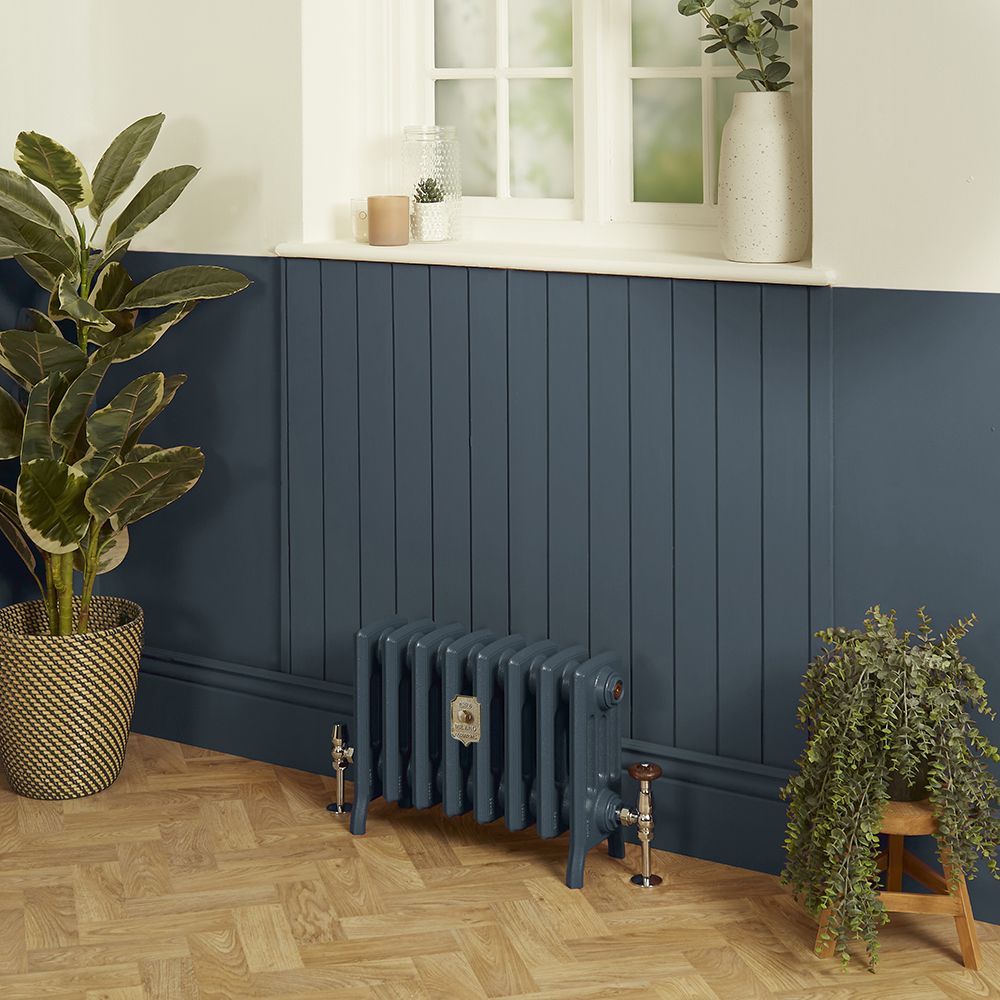 Milano Isabel - 4 Column Cast Iron Radiator - 357mm Tall - Farrow & Ball Hague Blue - Multiple Sizes Available