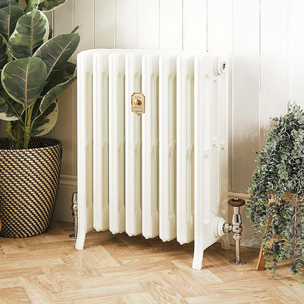 Milano Isabel - 4 Column Cast Iron Radiator - 660mm Tall - Porcelain White - Multiple Sizes Available