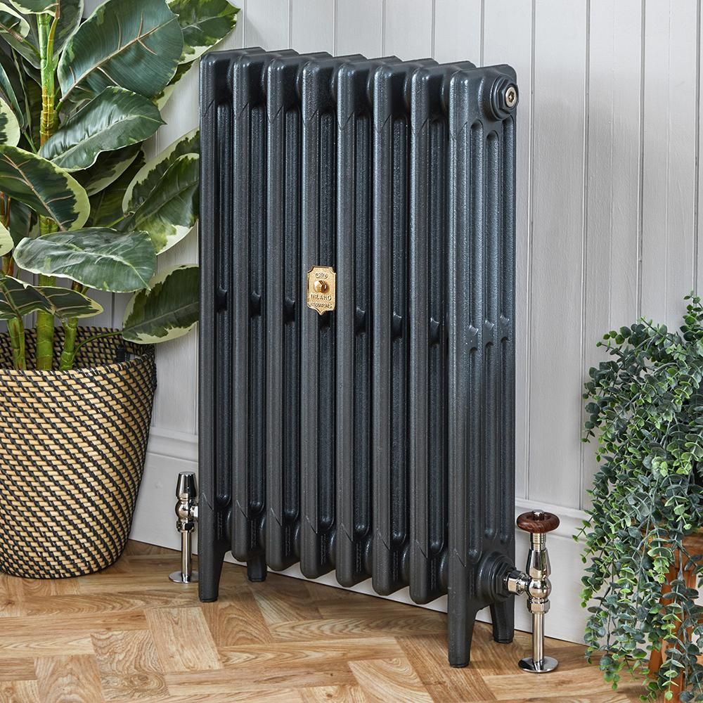 Milano Mercury - 4 Column Cast Iron Radiator - 960mm Tall - Antique Silver - Multiple Sizes Available