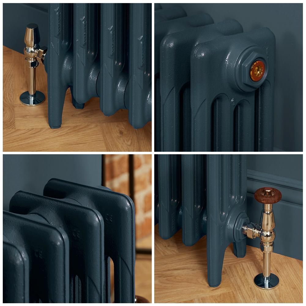 Milano Mercury - 4 Column Cast Iron Radiator - 760mm Tall - Farrow & Ball Hague Blue - Multiple Sizes Available
