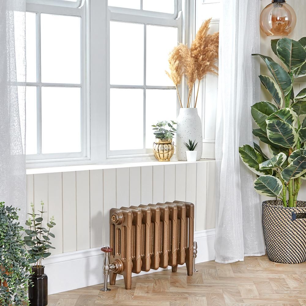 Milano Mercury - 4 Column Cast Iron Radiator - 560mm Tall - Burnt Gold - Multiple Sizes Available