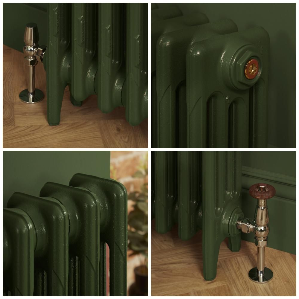 Milano Mercury - 4 Column Cast Iron Radiator - 760mm Tall - Farrow & Ball Duck Green - Multiple Sizes Available