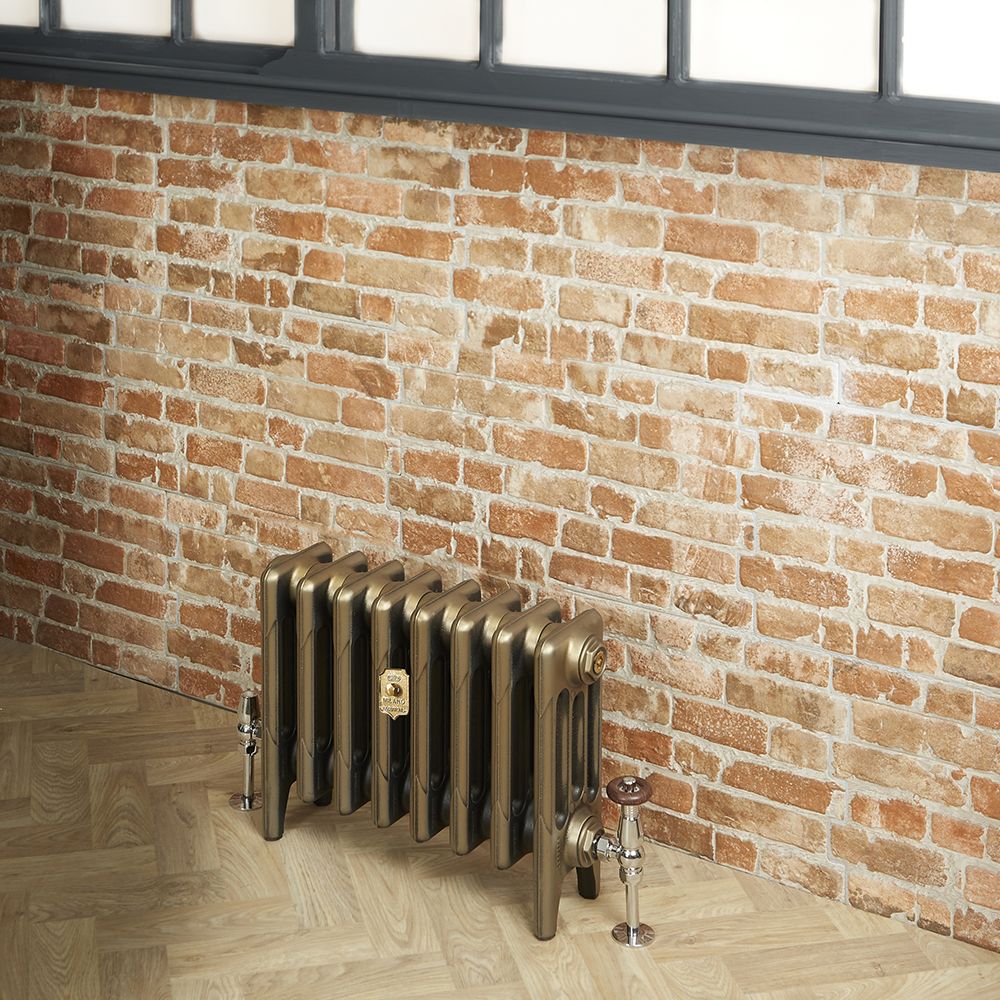 Milano Mercury - 4 Column Cast Iron Radiator - 360mm Tall - Natural Brass - Multiple Sizes Available
