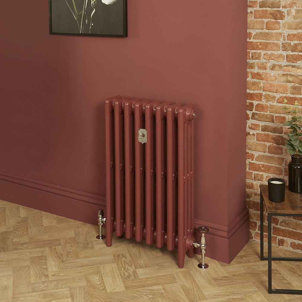 Milano Mercury - 4 Column Cast Iron Radiator - 760mm Tall - Farrow & Ball Eating Room Red - Multiple Sizes Available