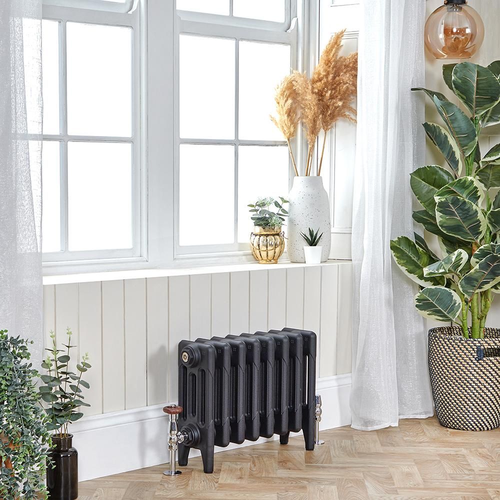 Milano Mercury - 4 Column Cast Iron Radiator - 560mm Tall - Slate Black - Multiple Sizes Available