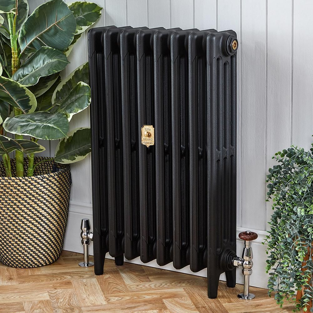 Milano Mercury - 4 Column Cast Iron Radiator - 760mm Tall - Slate Black - Multiple Sizes Available