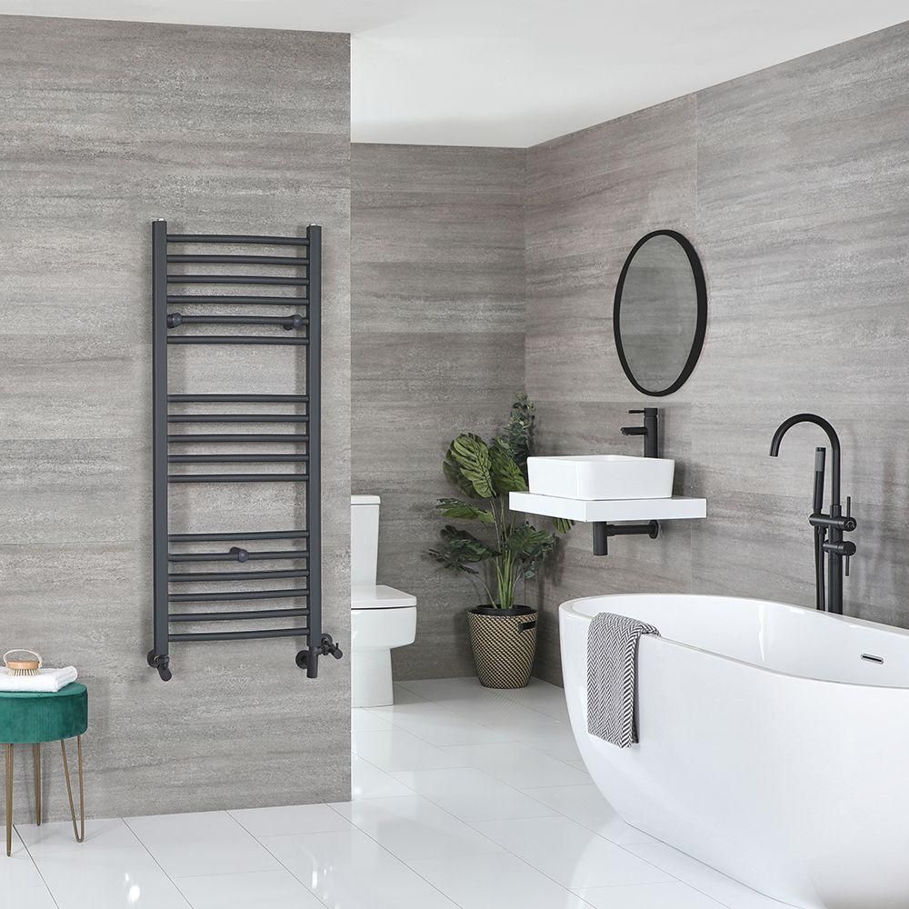 Milano Kent Dual Fuel - Straight Anthracite Heated Towel Rail - Choice of Size