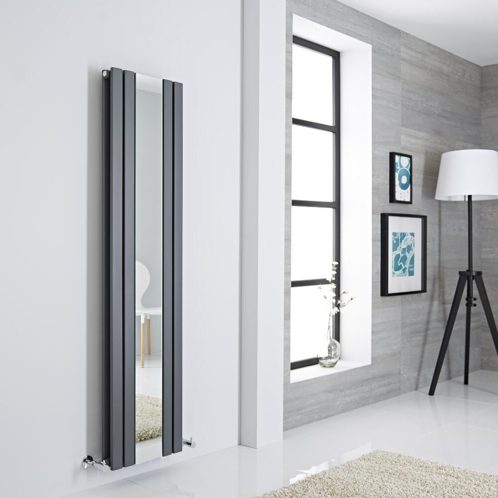 Milano Alpha - Vertical Designer Radiator with Mirror - Double Panel - Everyday Colours