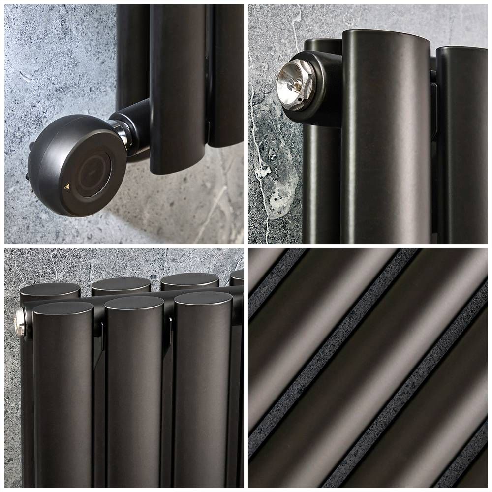 Milano x ECOSO Aruba - Electric Black Horizontal Designer Radiator - Choice of Size and Wi-Fi Thermostat - Plug-In and Hardwired Options