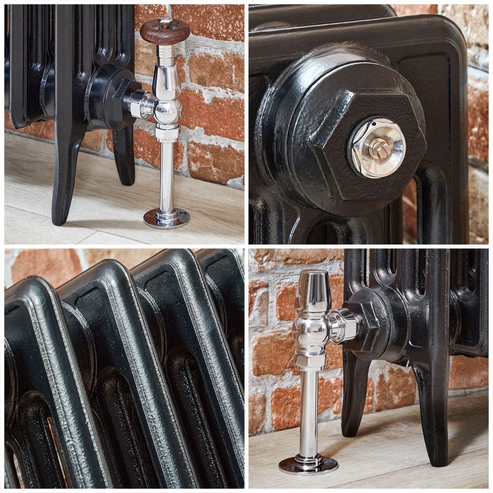 Milano Alice - Classic Cast-Iron Column Radiator - 660mm Tall - Black - Multiple Sizes Available