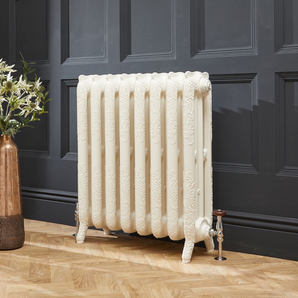 Milano Beatrix - Ornate Cast Iron Radiator - 768mm Tall - Antique White - Multiple Sizes Available