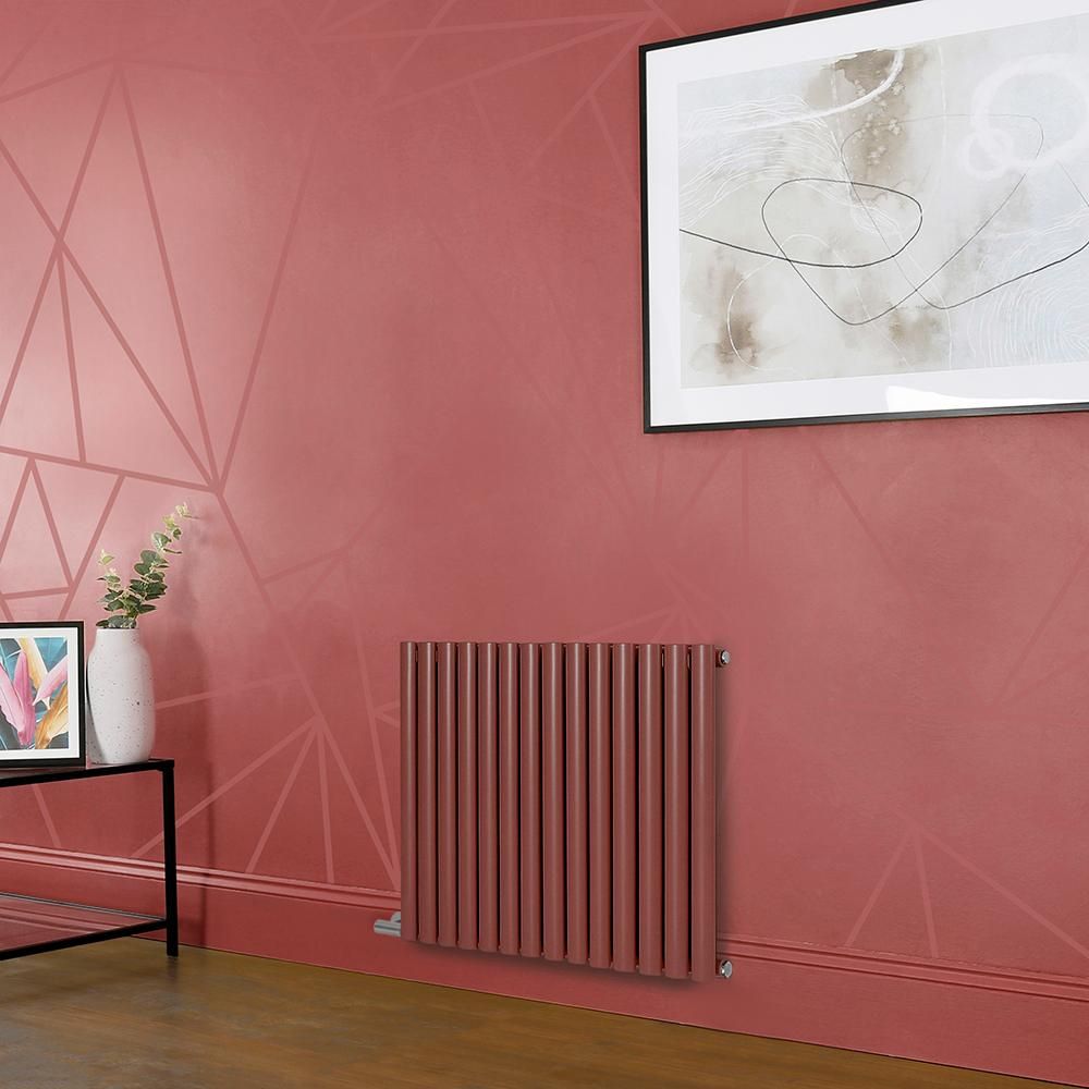 Milano Aruba - Electric Booth Red Horizontal Designer Radiator - 635mm Tall - Choice of Size, Thermostat and Cable Cover